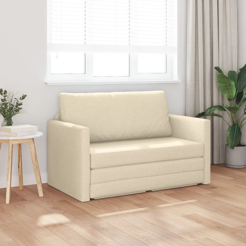 Sofá-Cama 2 em 1 Creme 124x71x78 cm Tecido
