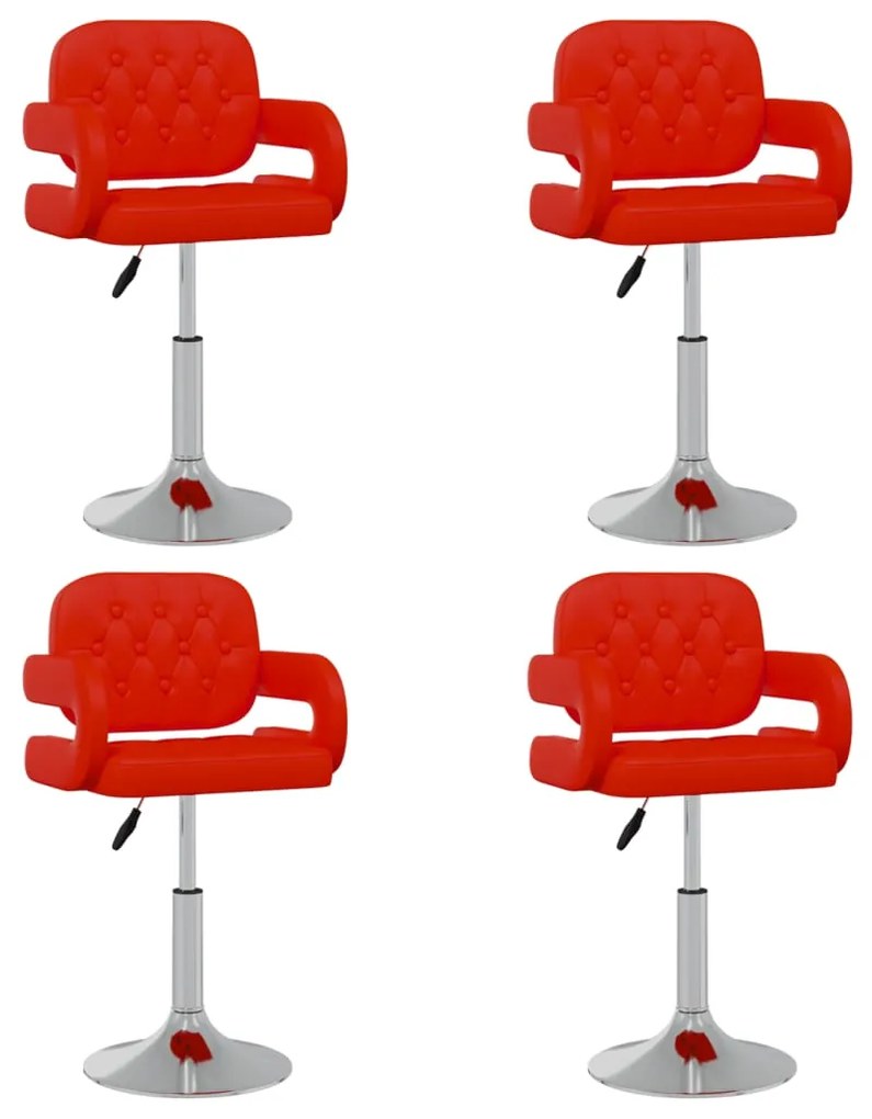 vidaXL Cadeiras jantar giratórias 4pcs couro art. vermelho
