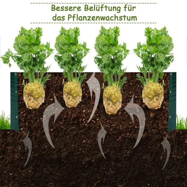 Floreira de cultivo em aço retangular, canteiro elevado, estufa para vegetais, flores, ervas, 100 x 30,5 x 80 cm verde