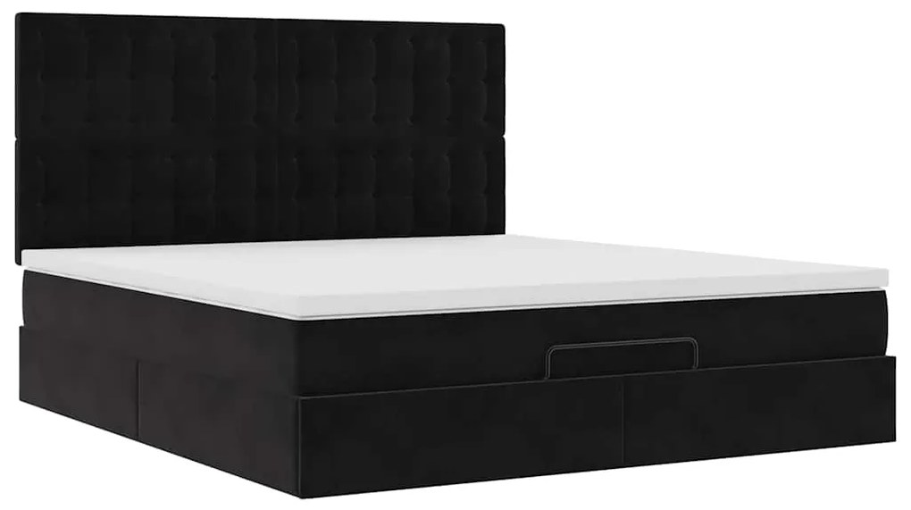 Estrutura de cama otomana com colchões 180x200cm veludo preto