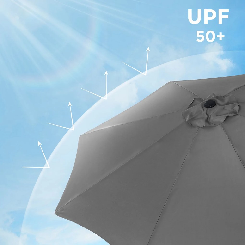 Guarda-sol Ø 270 cm com inclinação e proteção solar até UPF 50+ cinzento