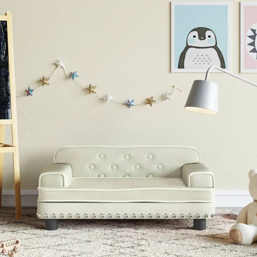 Sofá infantil 70x45x30 cm veludo cor creme