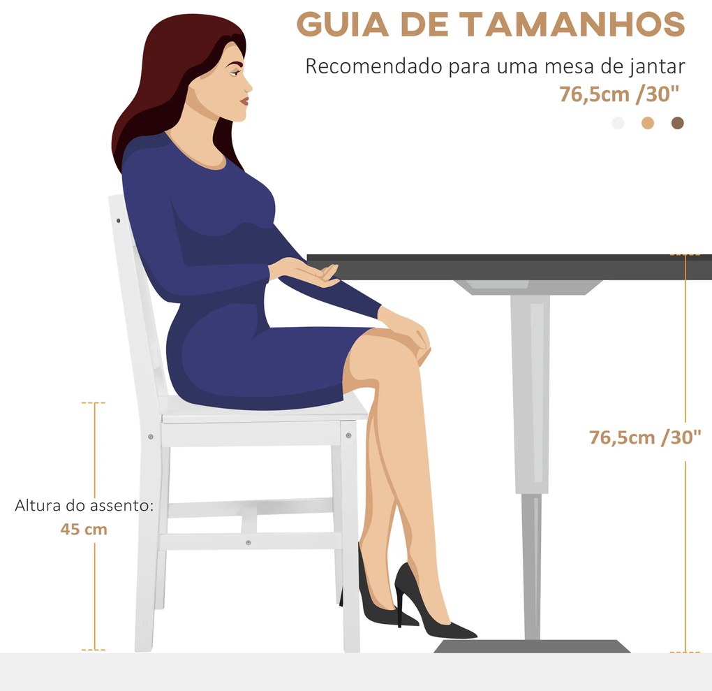 HOMCOM Conjunto de 2 Cadeiras de Sala de Jantar Cadeira de Cozinha com Encosto de Ripas Estrutura de Madeira de Pinho para Sala de Jantar Restaurante Carga Máxima 120 kg 41x46,5x85,5 cm Branco