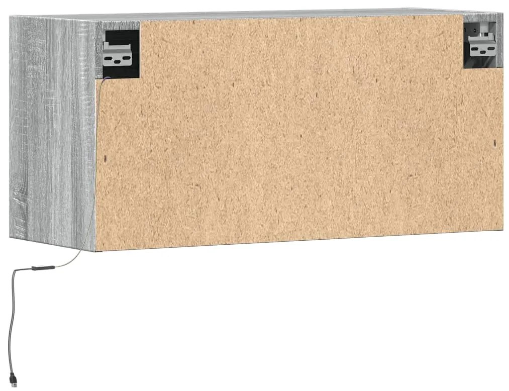 Móvel de parede p/ TV c/ luzes LED 80x31x35 cm cinzento sonoma