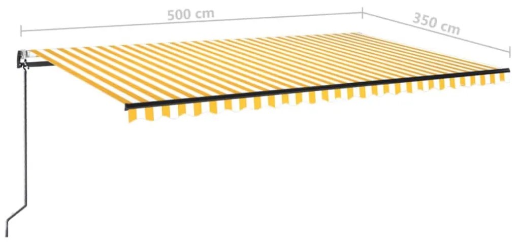 Toldo autom. LED e sensor de vento 500x350 cm amarelo/branco