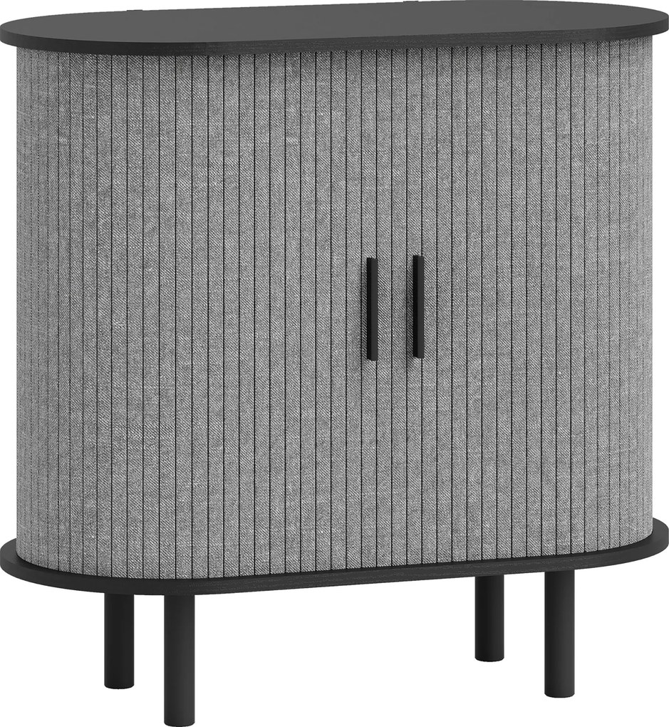 HOMCOM Buffet para sala, móvel de arrumação oval com 2 portas deslizantes e 2 compartimentos, 80 x 40 x 78 cm, cinza | Aosom Portugal