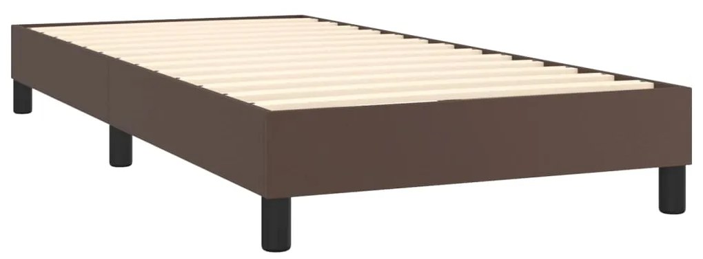 Cama com molas/colchão 90x200 cm couro artificial castanho