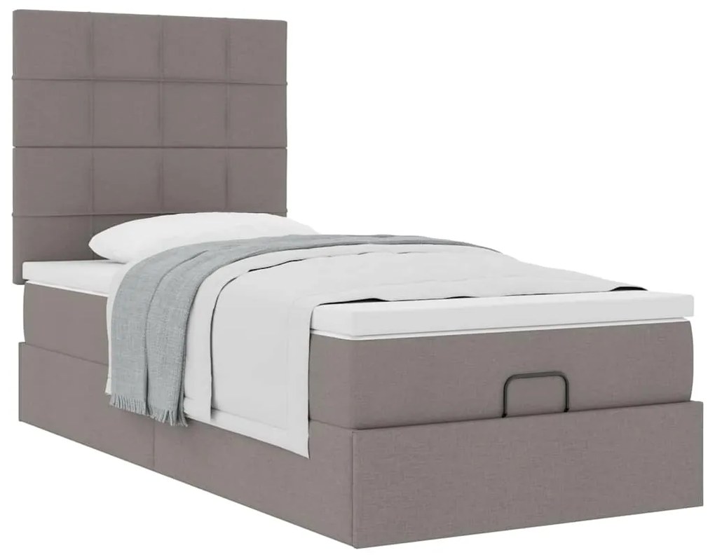 Cama otomana com colchão 100x200 cm tecido cinza