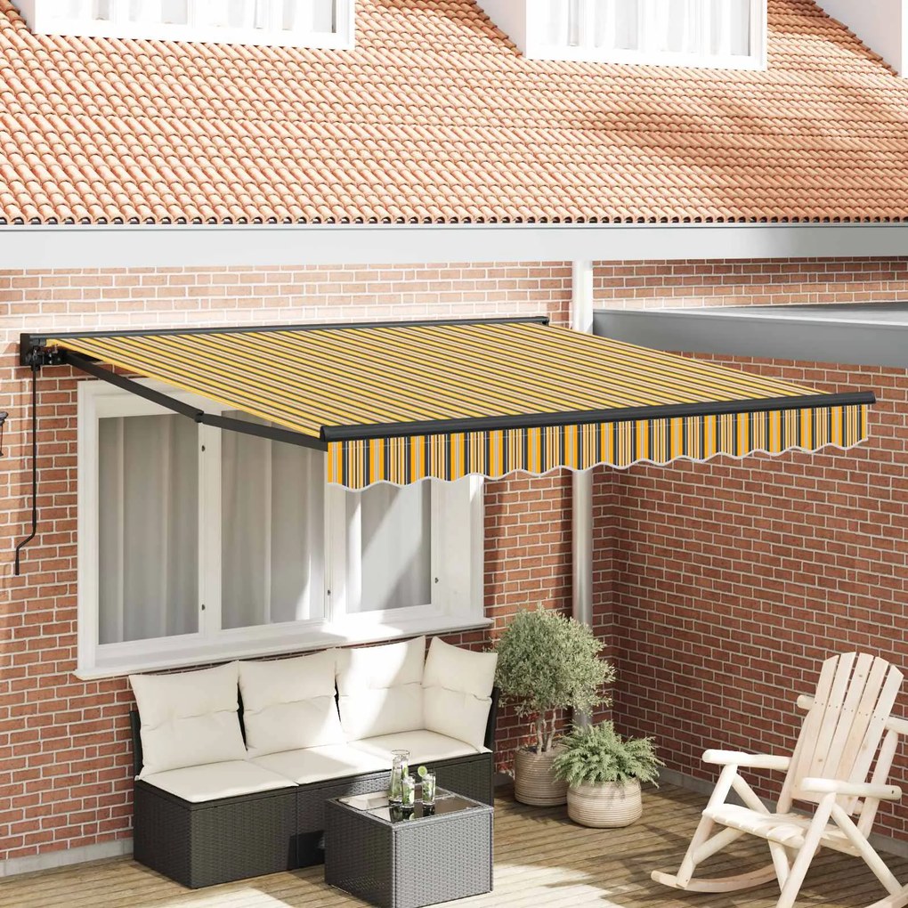 vidaXL Toldo Retrátil Manual Listrado Multicolorido 300x250 cm tecido