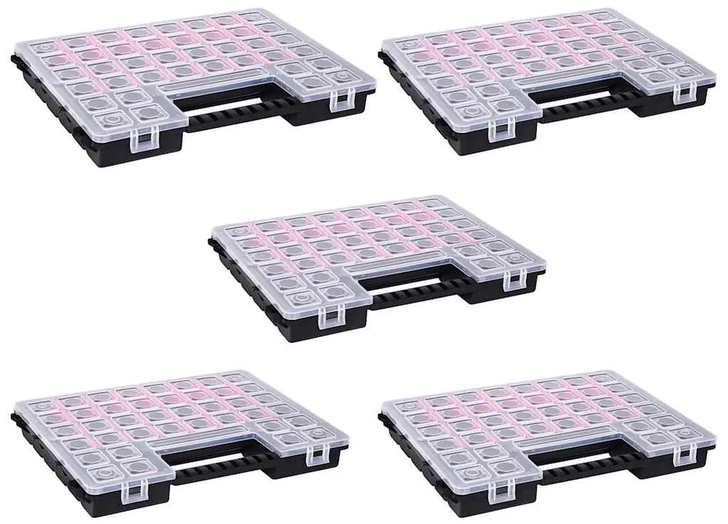 Caixas com divisórias ajustáveis 5 pcs 385x283x50 mm plástico
