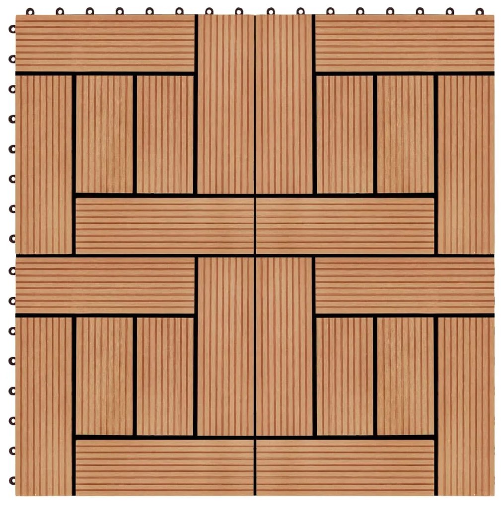 277804 vidaXL Ladrilhos de pavimento 22 pcs WPC 2m² 30x30 cm cor teca