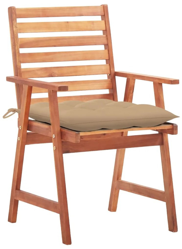 Cadeiras de jantar p/ jardim 3 pcs c/ almofadões acácia maciça
