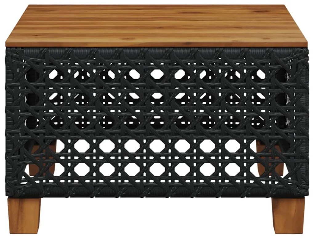 Mesa de jardim 55x55x36 cm vime PE e madeira de acácia preto