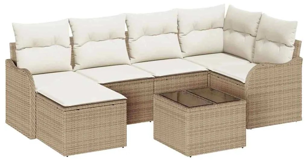 Conjunto de Sofá de Jardim de 7 Peças com Almofadas de Rattan Sintétic