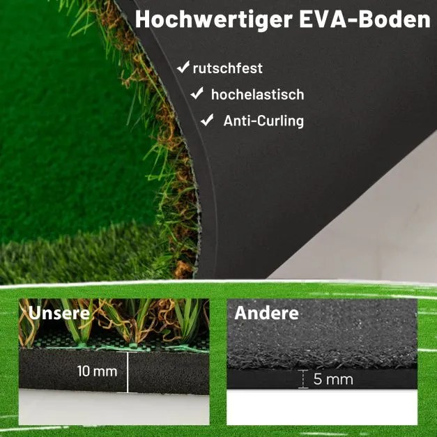 Tapete profissional para golfe 300 x 150 cm  com 3 buracos e bolas de golfe para casa, verde