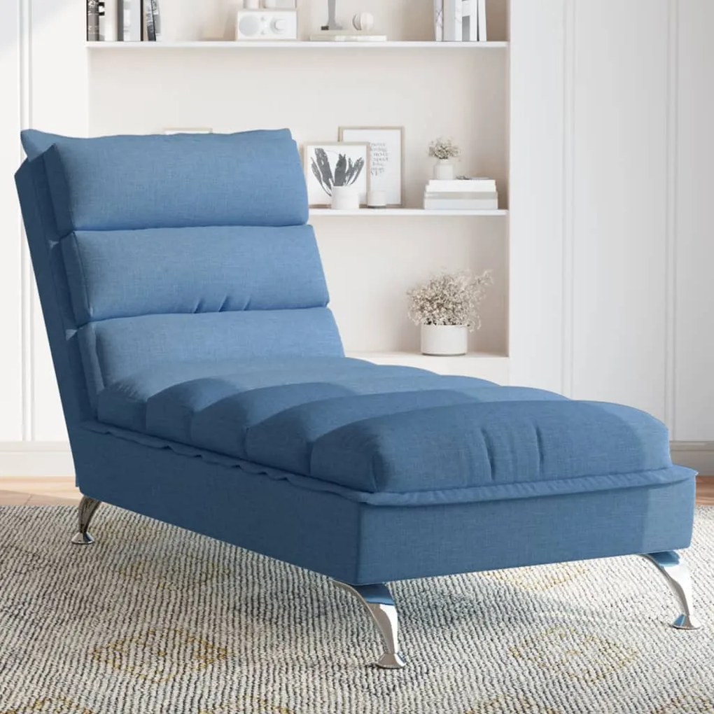 Chaise lounge com almofadões tecido azul