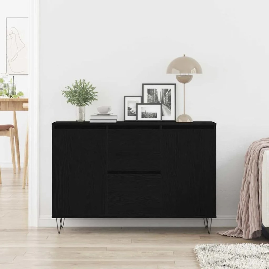 Buffet vidaXL Madeira de Carvalho Preto 101,5x35x70 cm