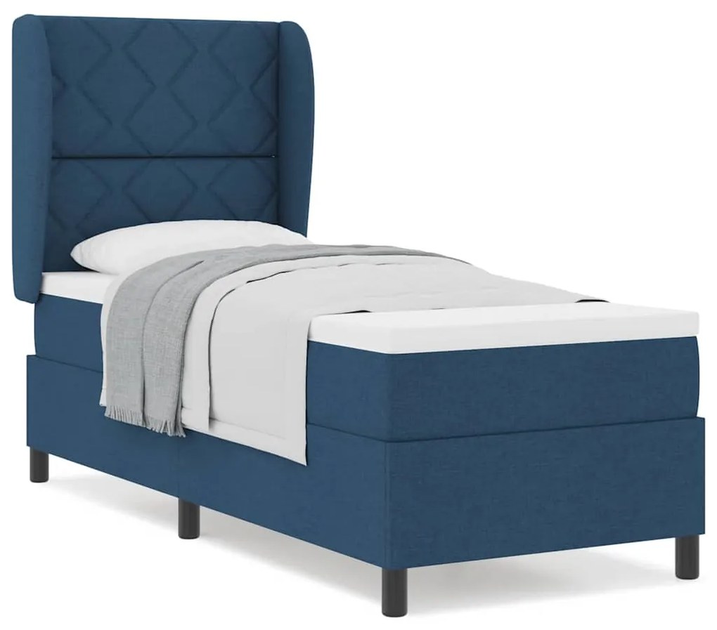 Cama Box com Colchão - Azul, 80x200 cm, Tecido