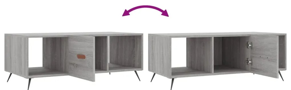 Mesa de centro 102x50x40cm derivados de madeira cinzento sonoma