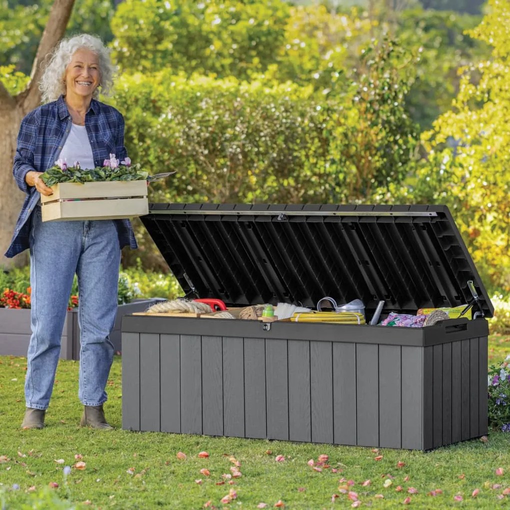 Caixa de arrumação para jardim Darwin 380 L cinzento