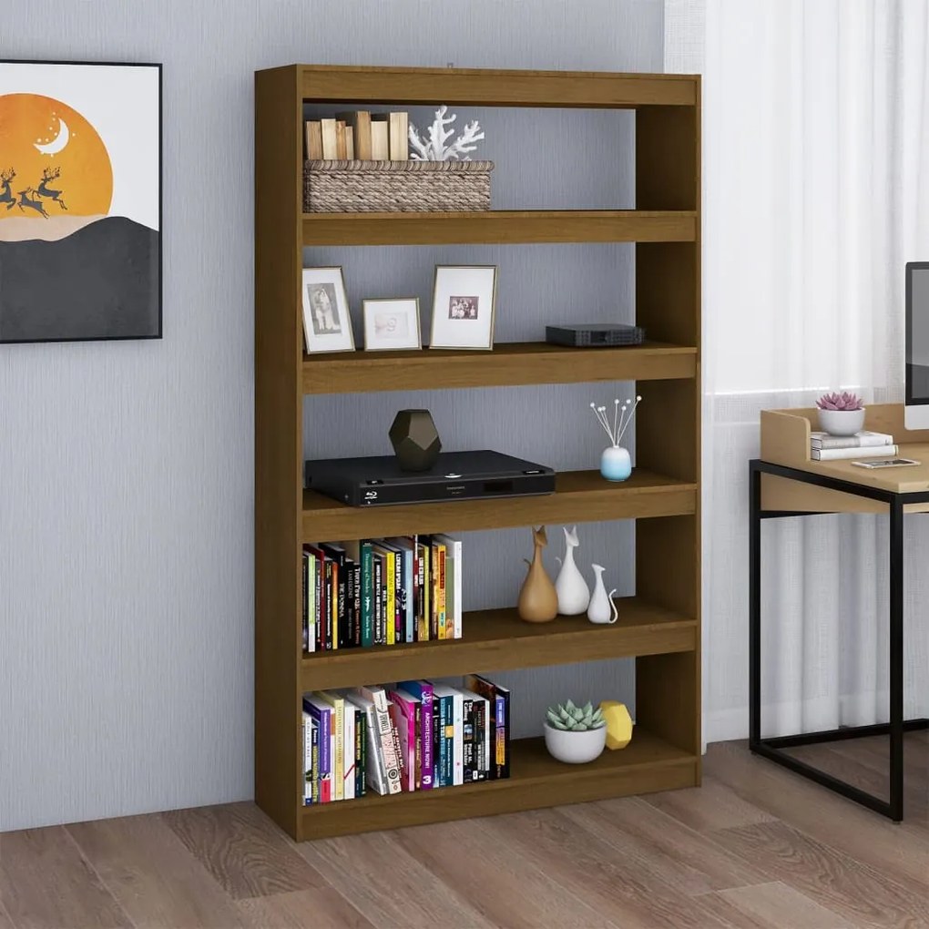 808226 vidaXL Estante/divisória 100x30x167,5 cm pinho maciço castanho mel