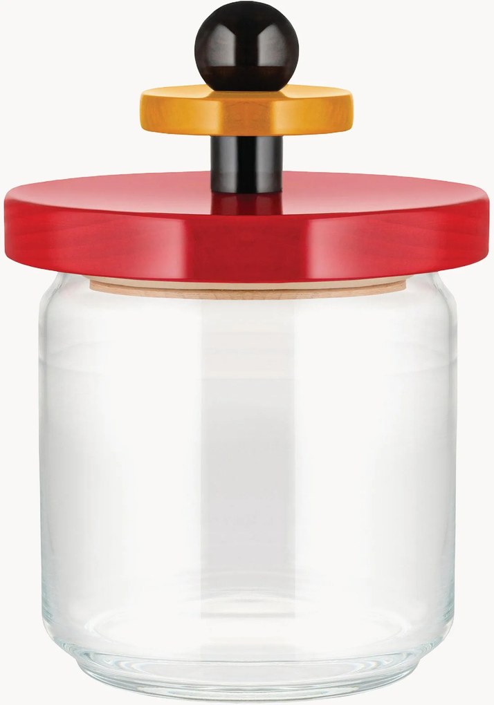 Pote de vidro com tampa hermética em madeira de faia Lucia