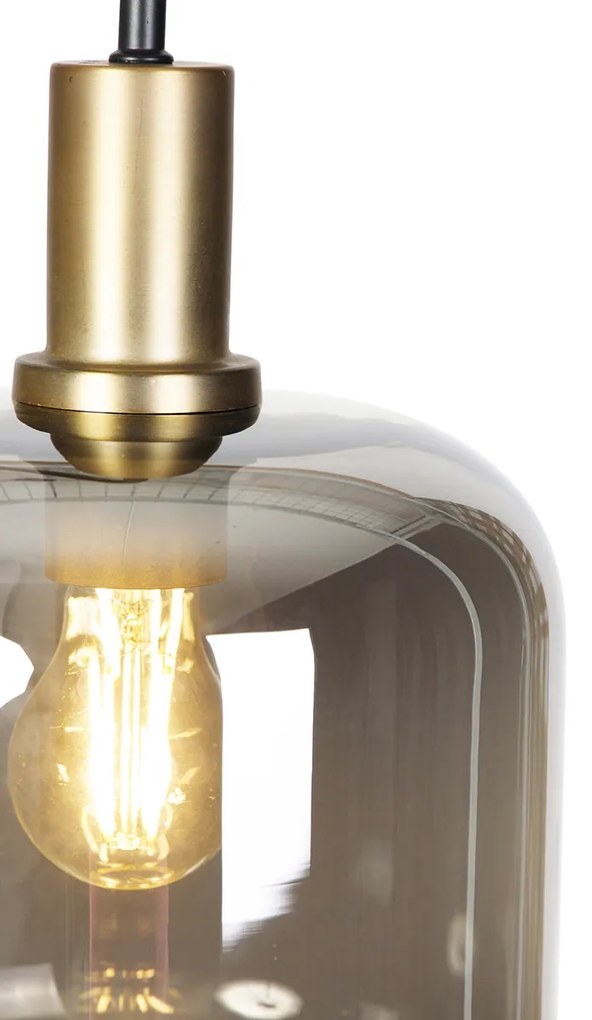 LED Candeeiro de pé inteligente preto com dourado e vidro fumê incl. Wifi A60 - Zuzanna Design