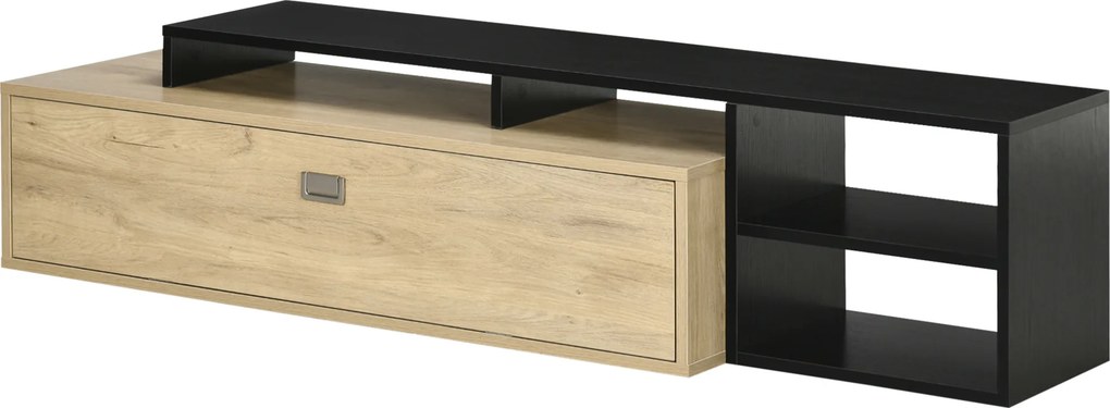 Móvel para televisão para ecrãs até 65 polegadas, com prateleira removível 163 x 40 x 38 cm preto e natural