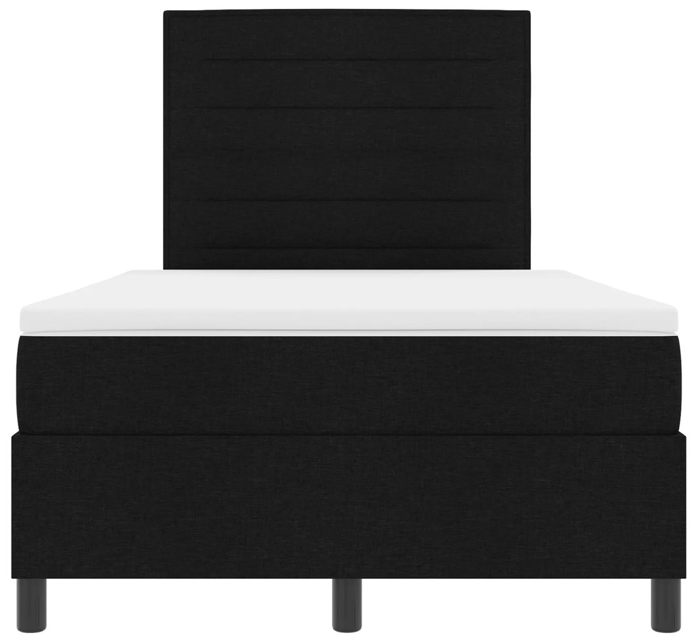 Cama Box com Colchão Preta Pequena Cama de Casal Tecido