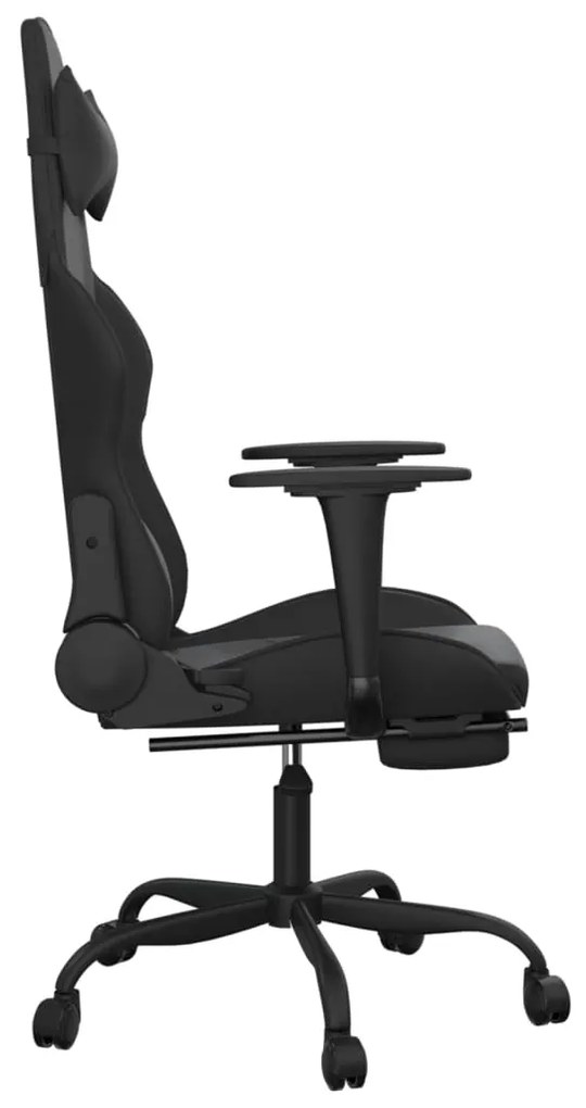 Cadeira gaming massagens c/ apoio pés couro artif. preto