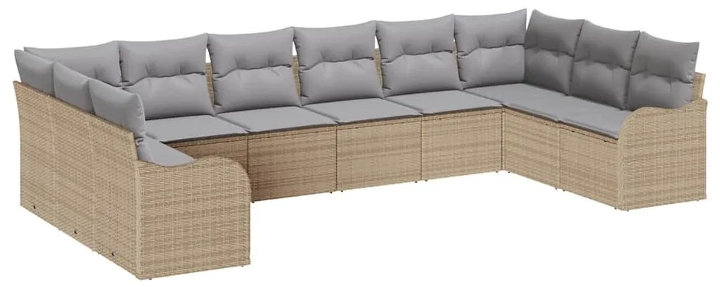 Conjunto de Sofás de Jardim vidaXL 10 Peças com Almofadas Bege Poliést