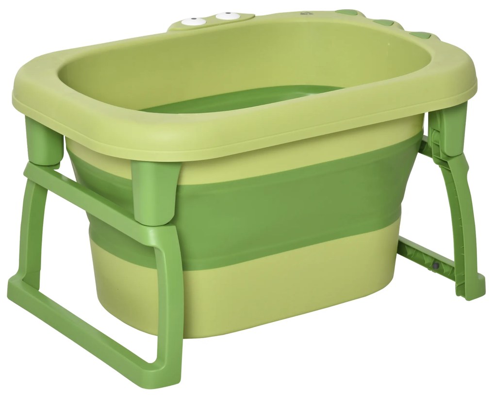 HOMCOM Banheira Dobrável para Bebé de 0-6 Anos Capacidade 105L Banheira Portátil para Crianças 75,3x55,4x43 cm Verde