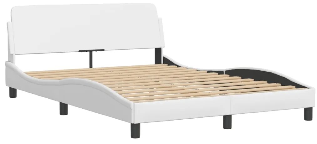 Estrutura cama c/ cabeceira 140x200 cm couro artificial branco