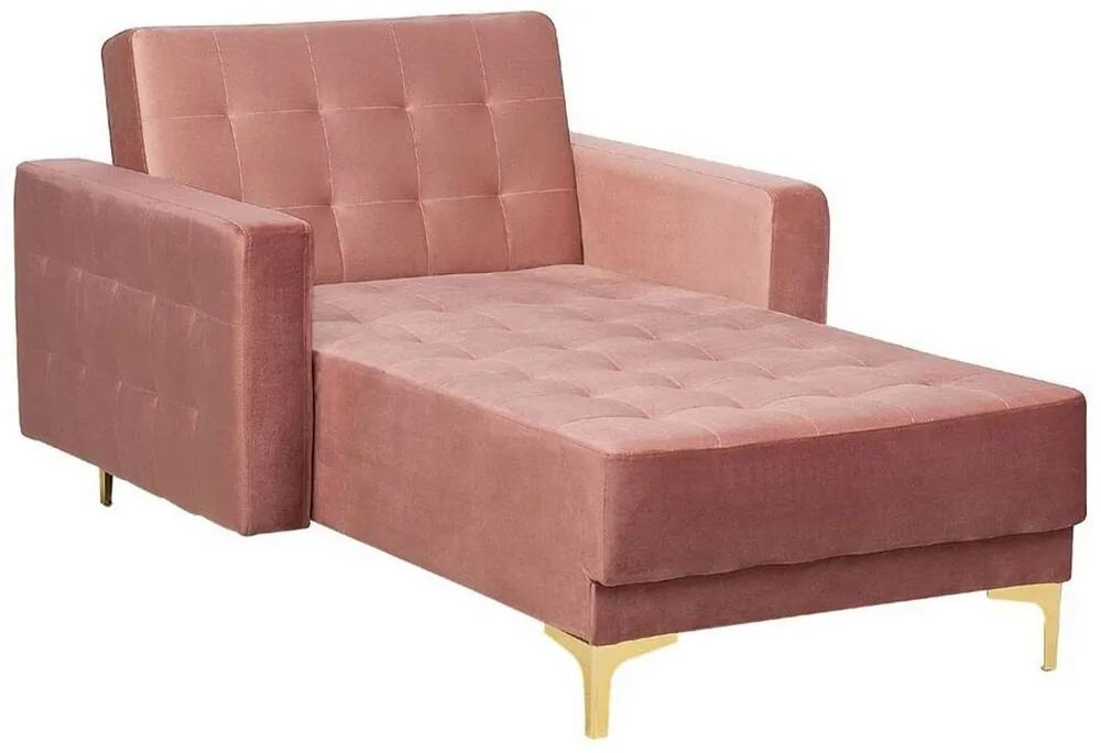 Chaise-longue reclinável em veludo rosa ABERDEEN Beliani