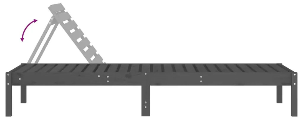 Espreguiçadeira 199,5x60x74 cm madeira de pinho maciça cinzento