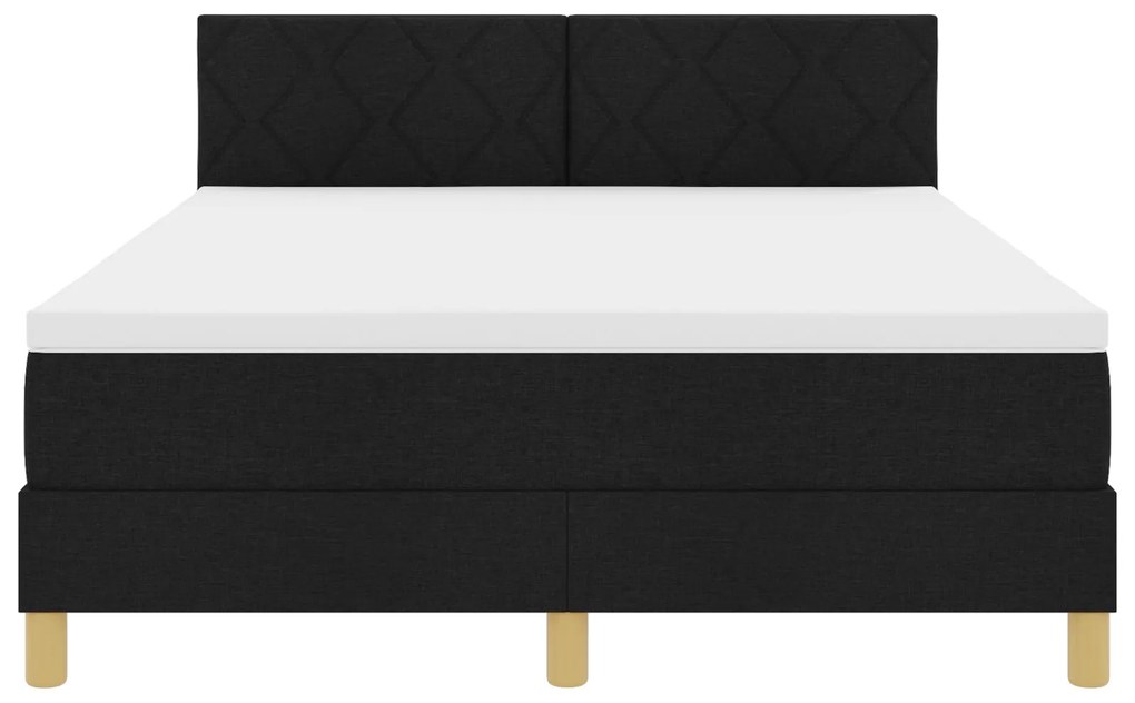 Cama Box Spring com Colchão Preto 140x200 cm Tecido