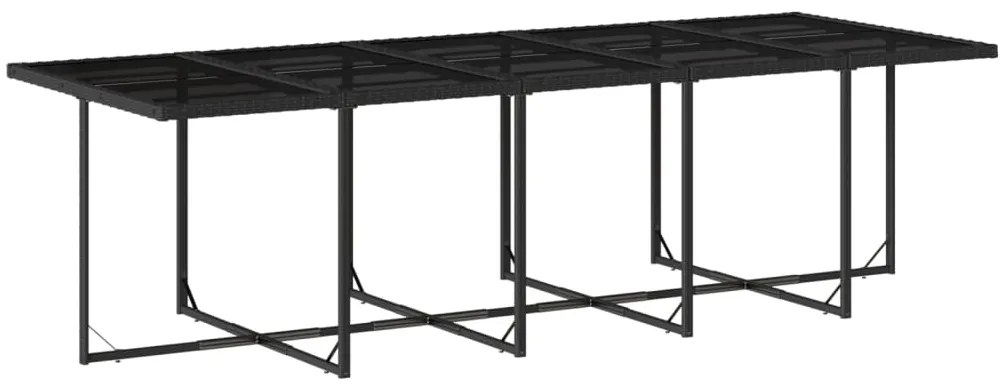 15 pcs conjunto de jantar p/jardim com almofadões vime PE preto