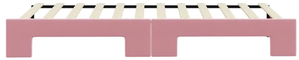 Sofá-cama com gavetão 90x200 cm veludo rosa