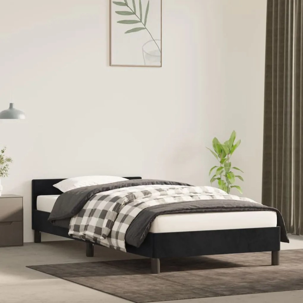 vidaXL Estrutura cama c/ cabeceira sem colchão veludo 90x200 cm preto
