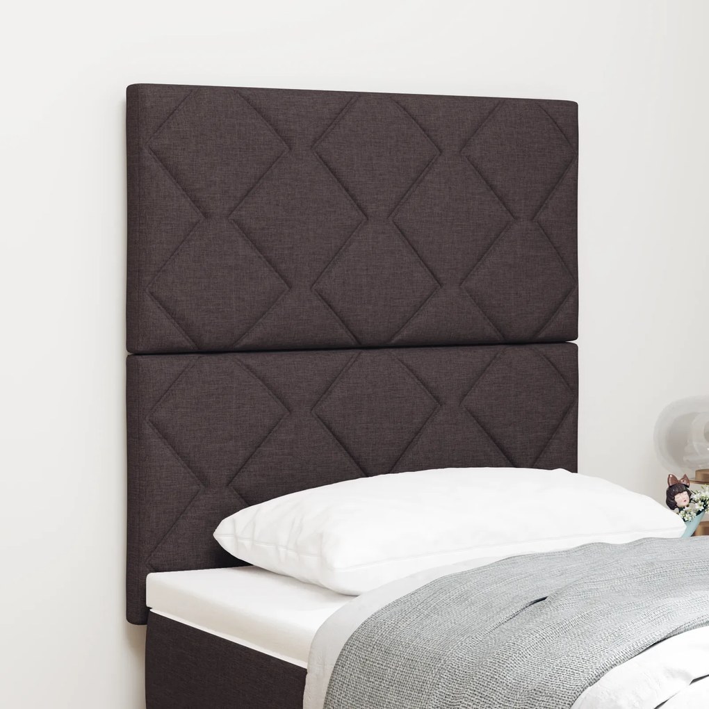 Cabeceira vidaXL Design de Blocos de Diamante Castanho 80 cm Tecido, C