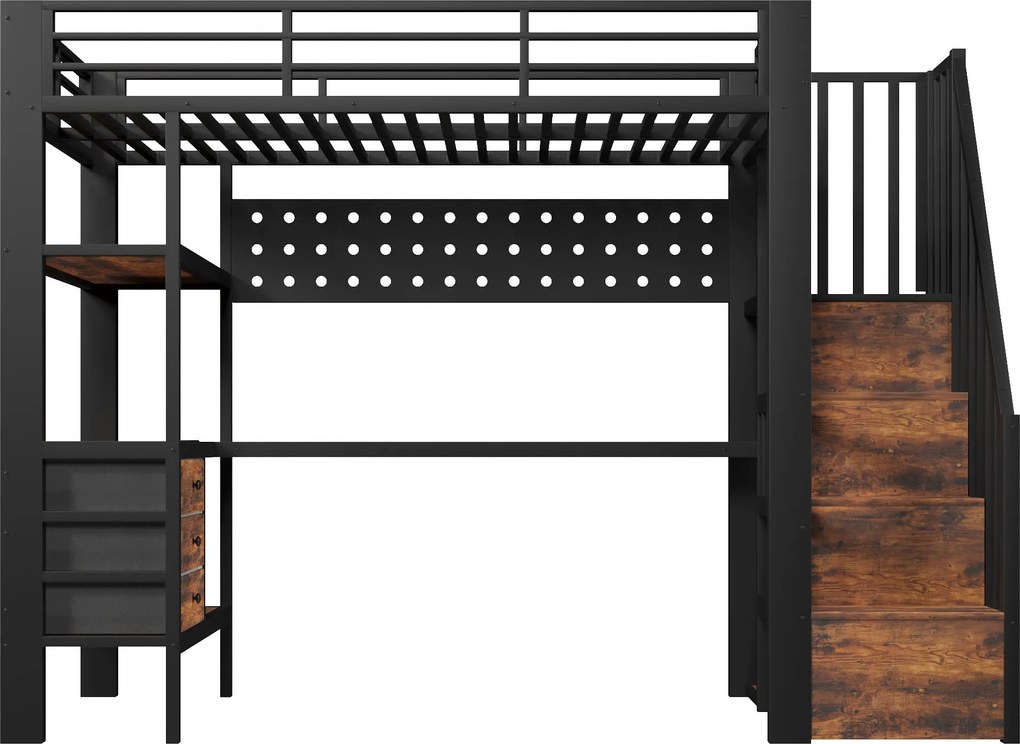 Cama alta 90×200 cm, Preto | AOSOM Portugal