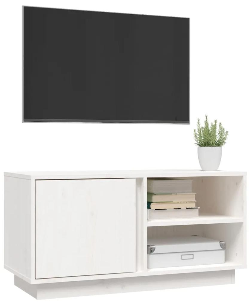 Móvel de TV 80x35x40,5 cm madeira de pinho maciça branco