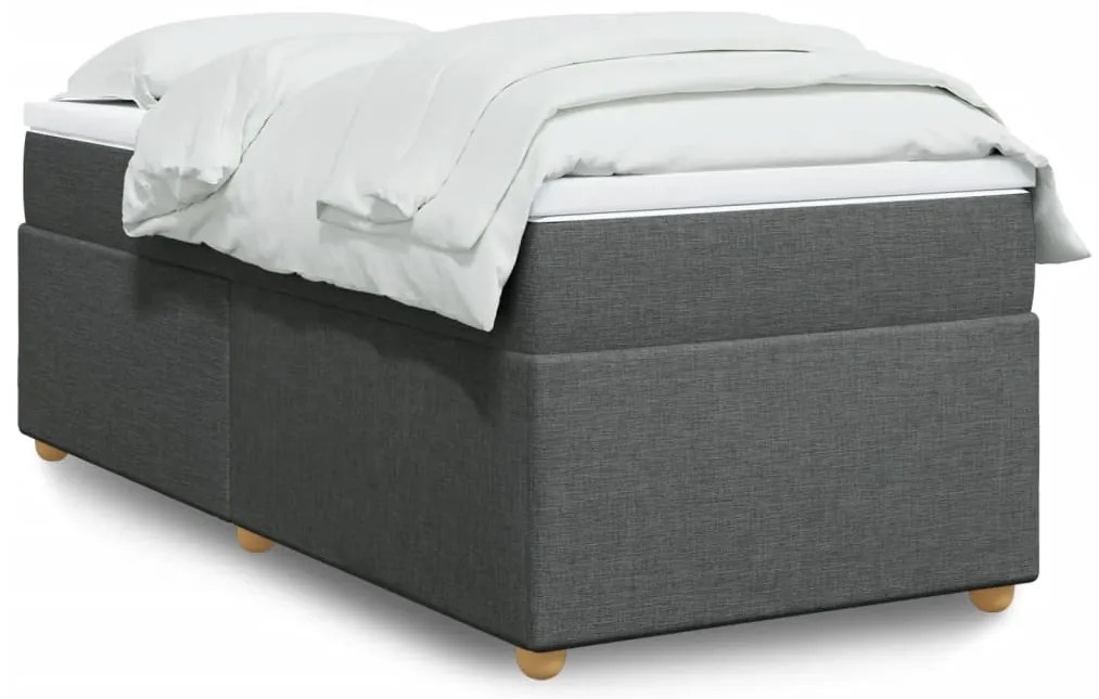 vidaXL Cama com molas/colchão 80x200 cm tecido cinzento-escuro