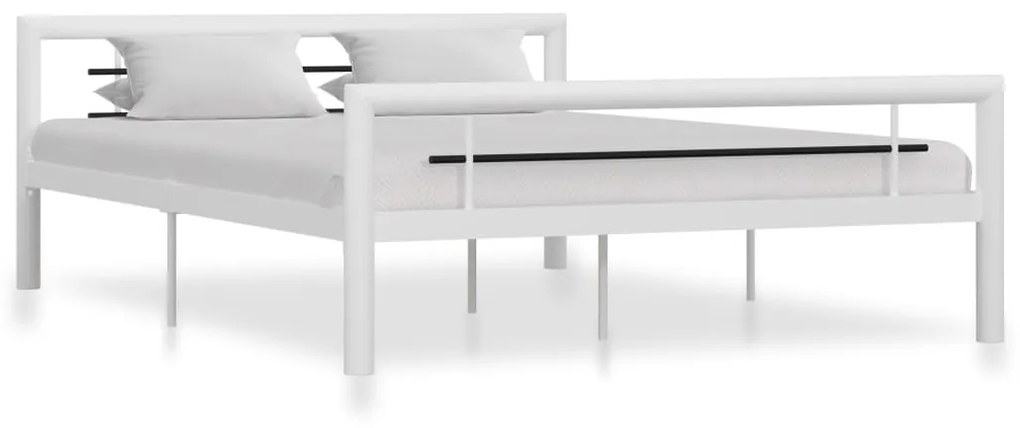 vidaXL Estrutura de cama 140x200 cm metal branco e preto