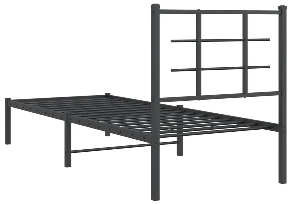 Estrutura de cama metal s/ colchão c/ cabeceira 75x190 cm preto
