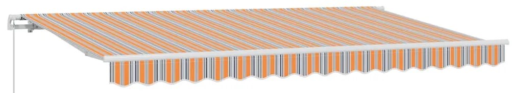 Toldo Retrátil Multicolorido e Laranja e Cinza e Azul e Branco