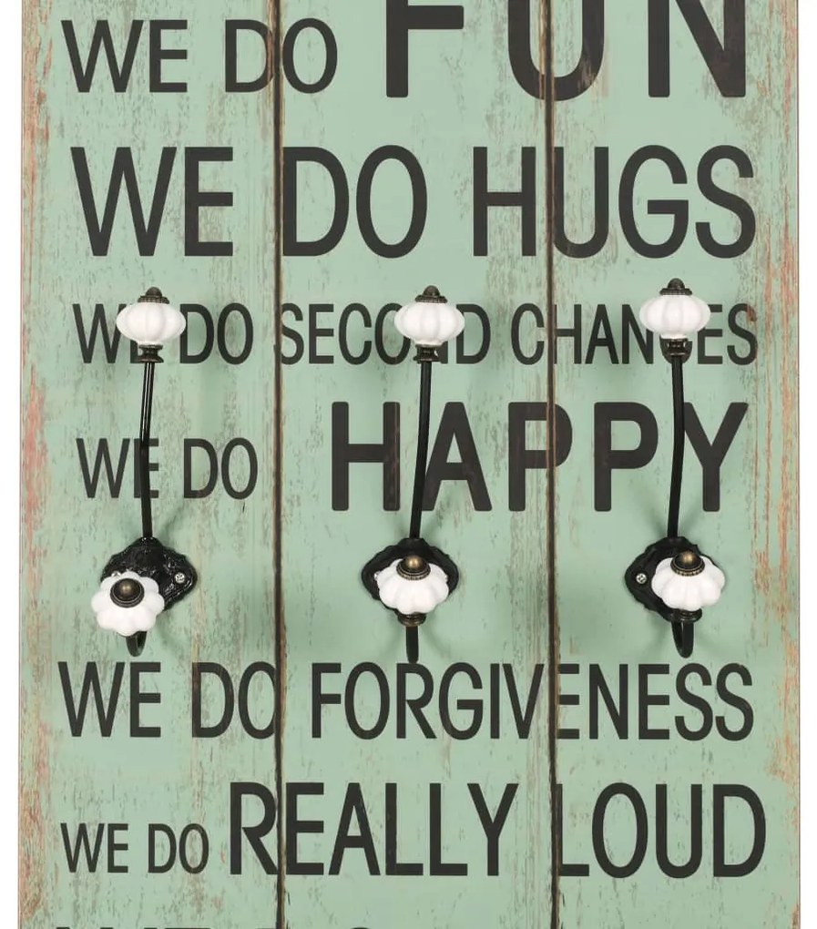 Bengaleiro de parede com 6 ganchos 120x40 cm HAPPY LOVE