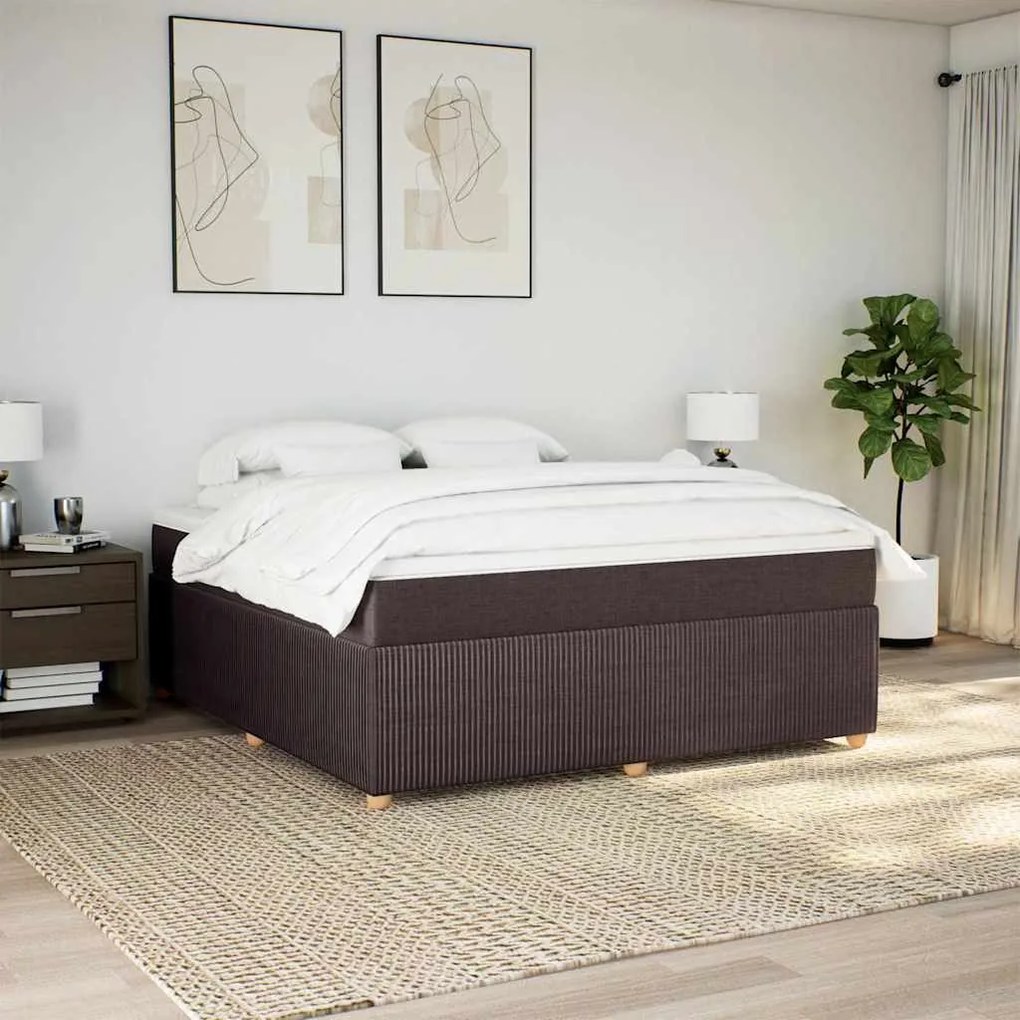 Cama com molas/colchão 180x200 cm tecido castanho-escuro