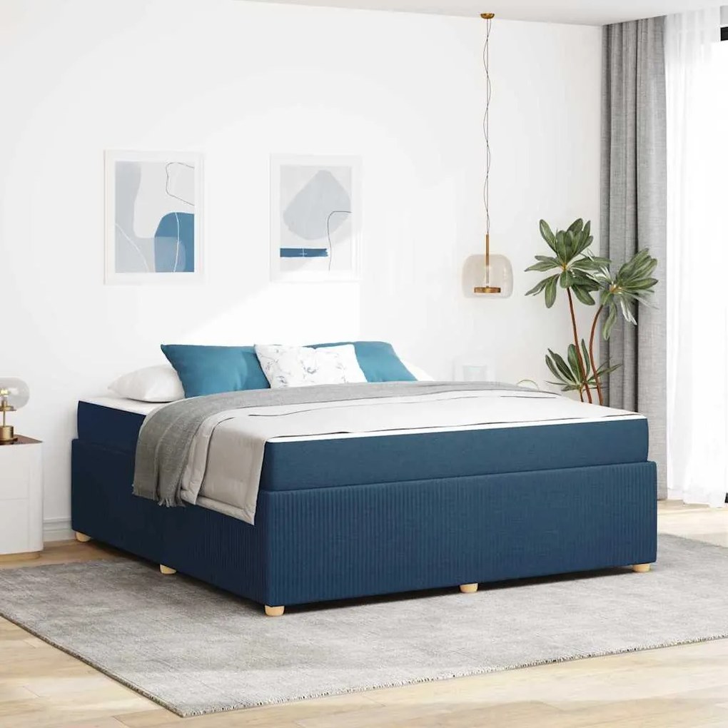 vidaXL Estrutura da Cama com colchão Azul 180 x 200 cm tecido