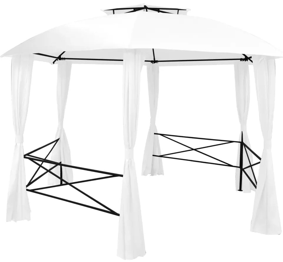 Tenda de jardim com cortinas 360x312x265 cm 180 g/m² branco